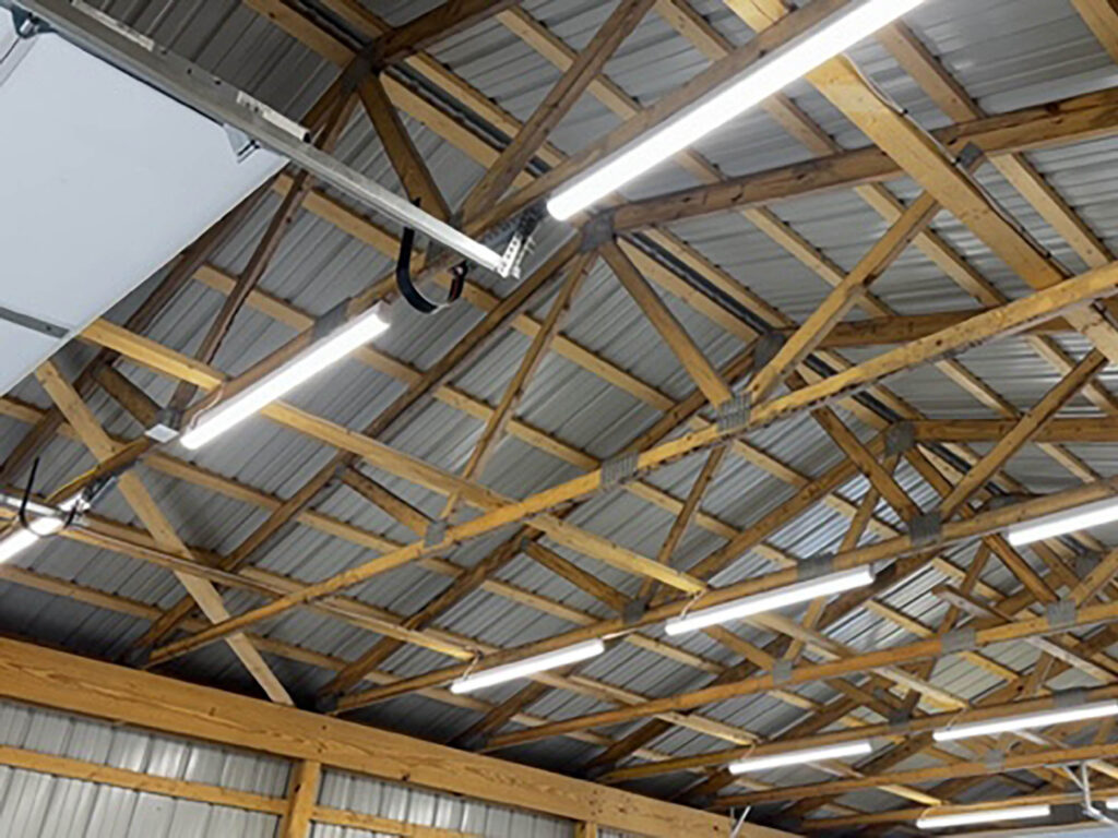 Interior pole barn LED lighting completed