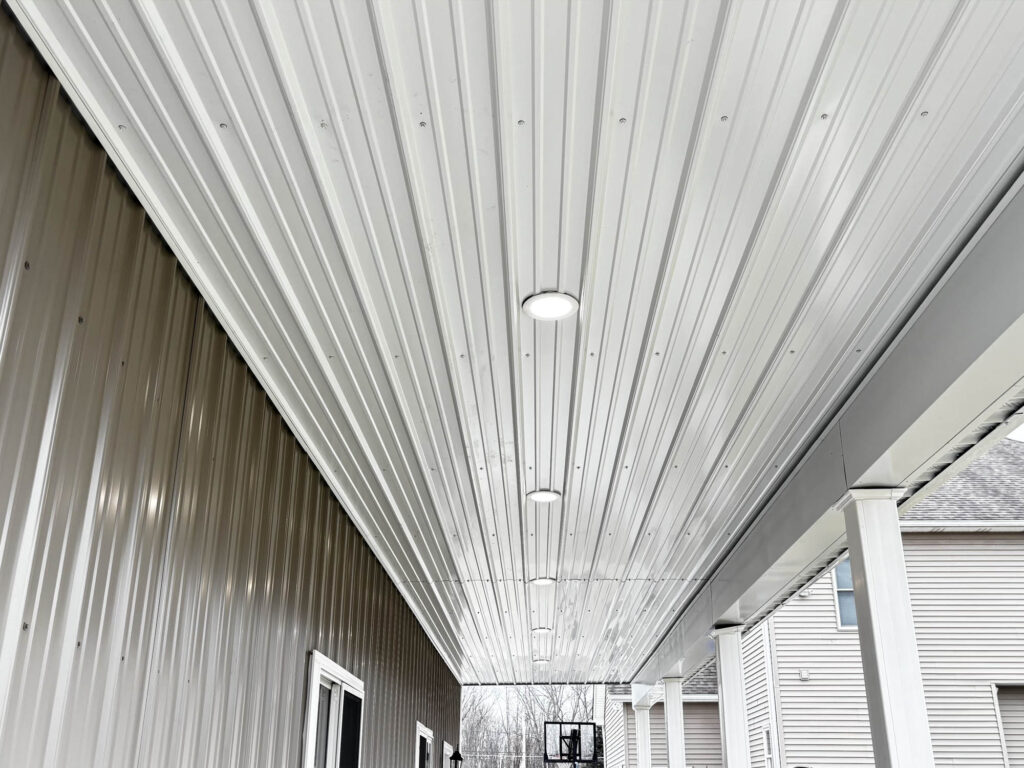 Completed pole barn exterior LED lighting